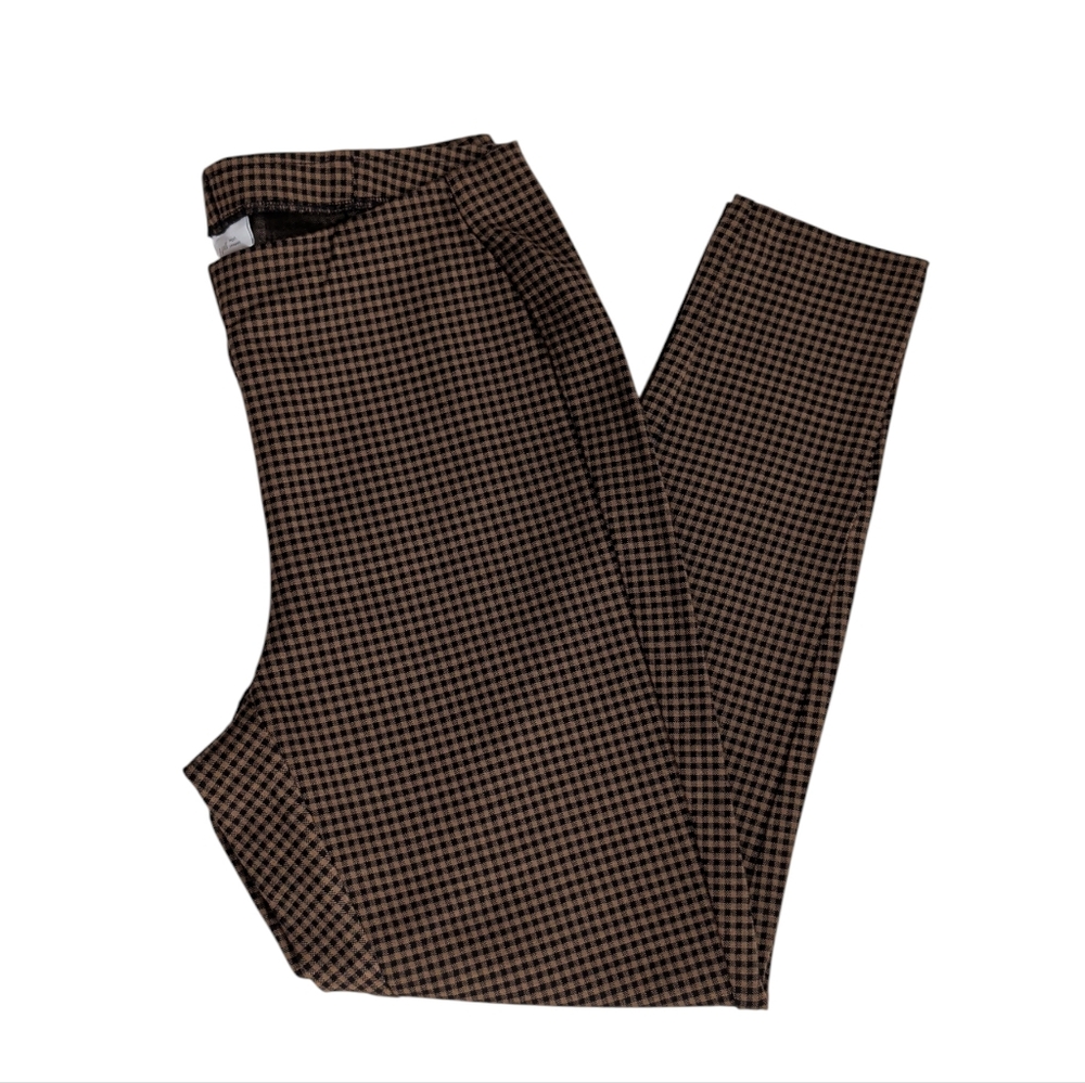 J. Jill Ponte Knit Checkered Slim Leg Leggings MP Brown Black